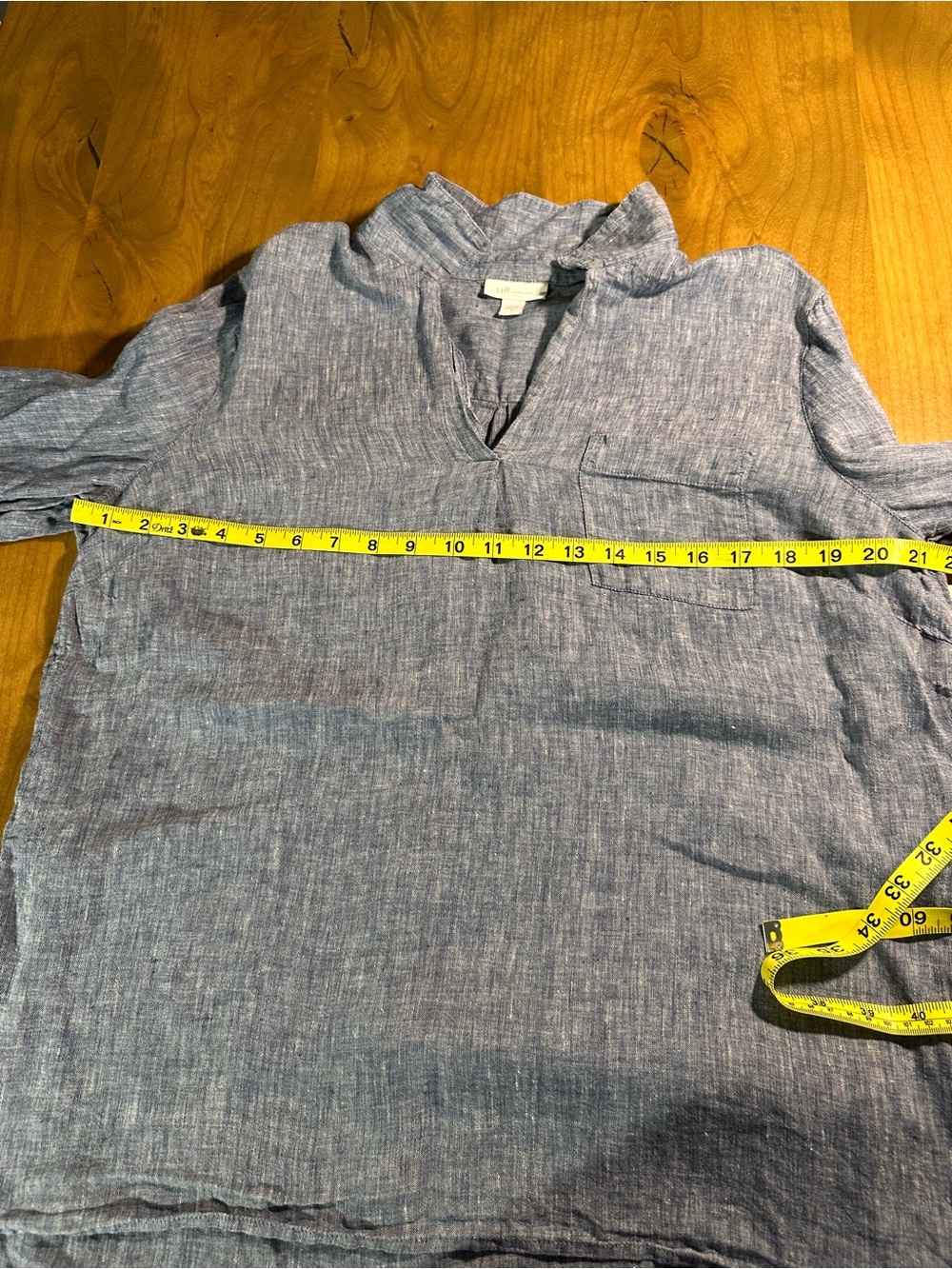 J. Jill Love Linen Blue Chambray Popover Tunic Top Medium - Picture 5 of 9